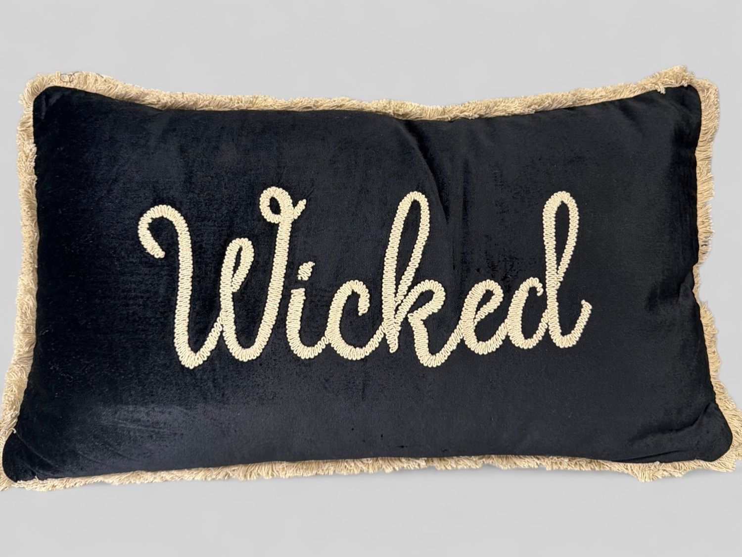 Black &amp; Cream Velvet Lumbar Pillow