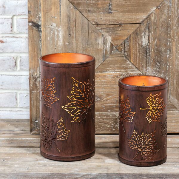 Large  Brown Hurricane Leaf Lantern