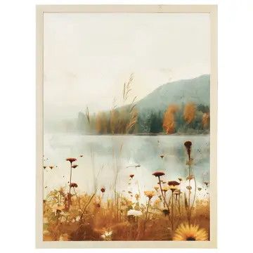 Autumn Wildflowers Lake - Thin Frame Rectangle 24"x18"