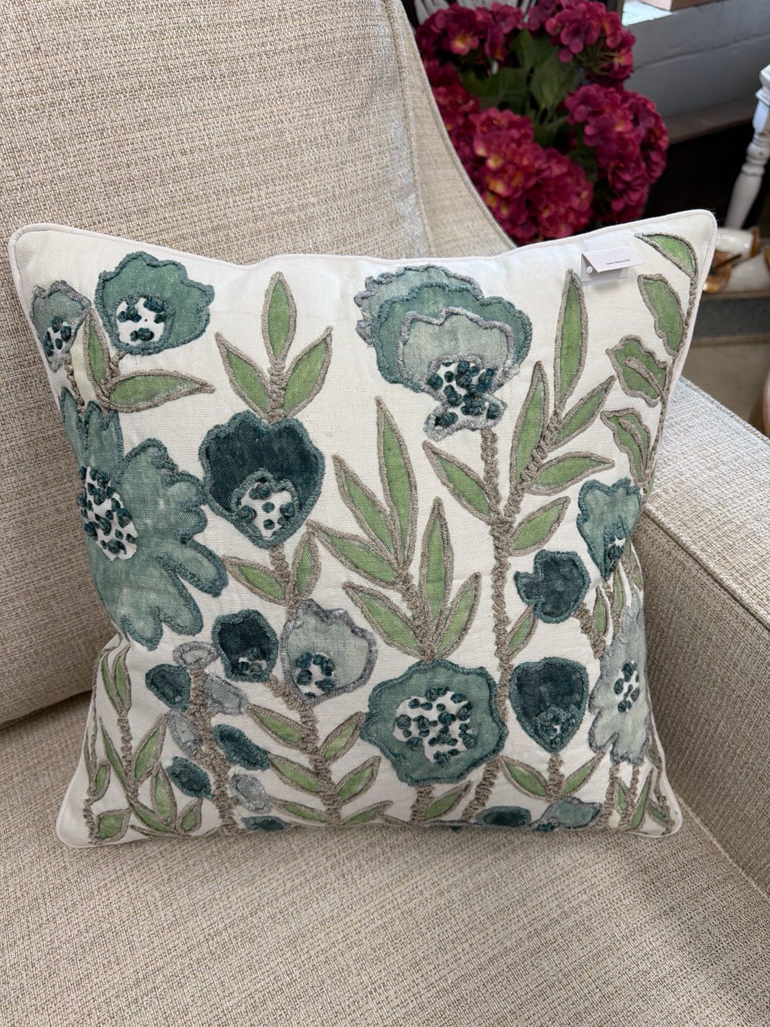 16" Floral Fern Pillow