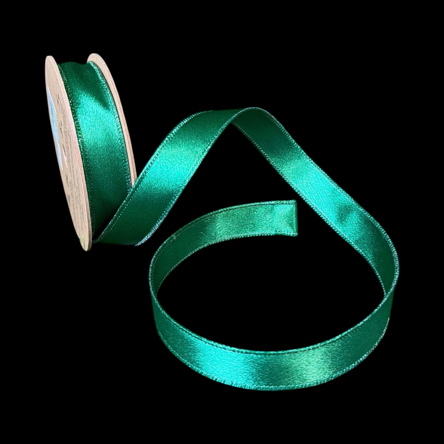 1" Shimmer Satin | Green with Green Backing | 10 Yard Roll