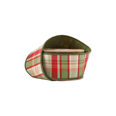 2 1/2" Wired Ribbon | Red/Green Plaid w/ Dupioni Backing | 10yd