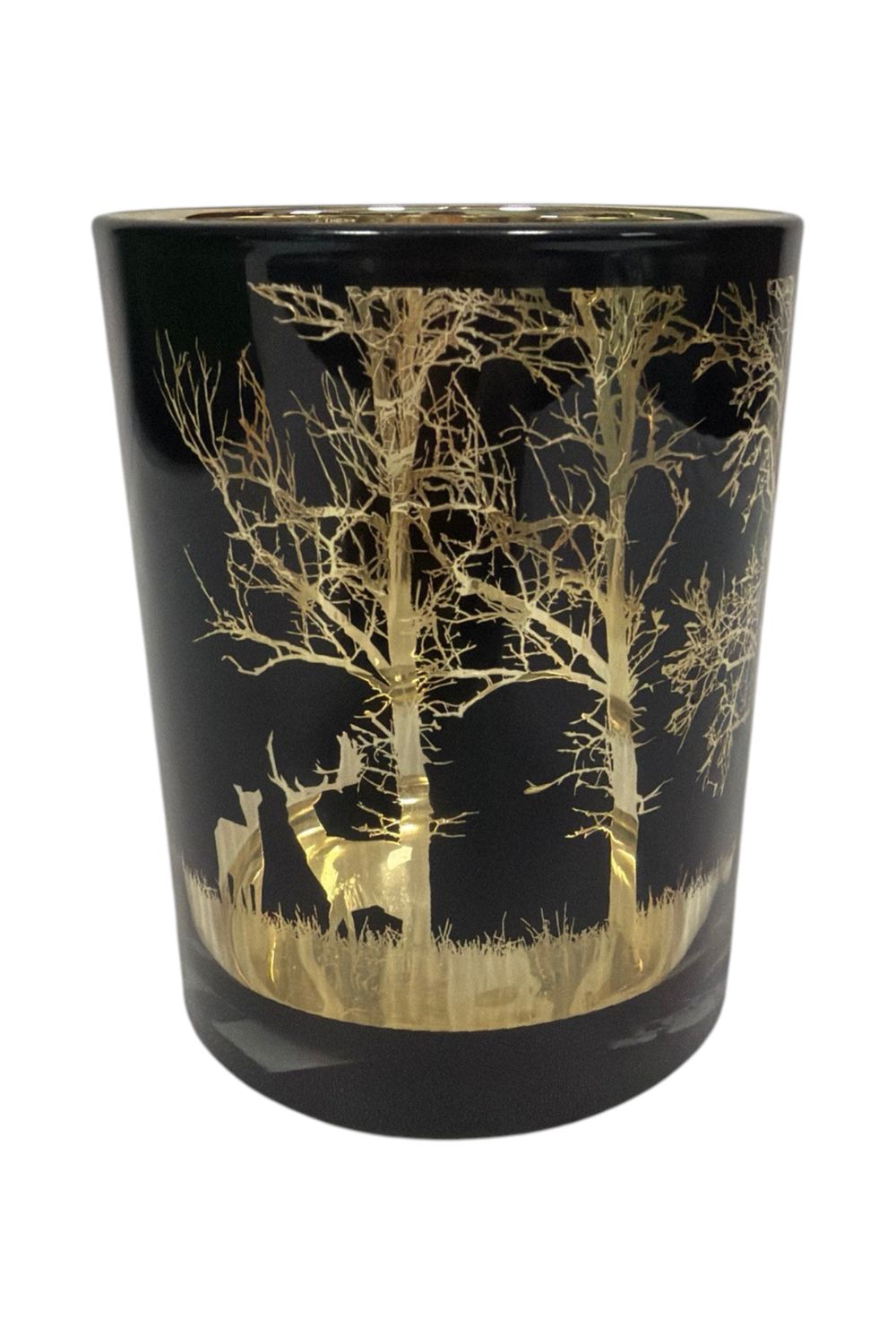 4" x 5"H Black with Gold Candle Holder