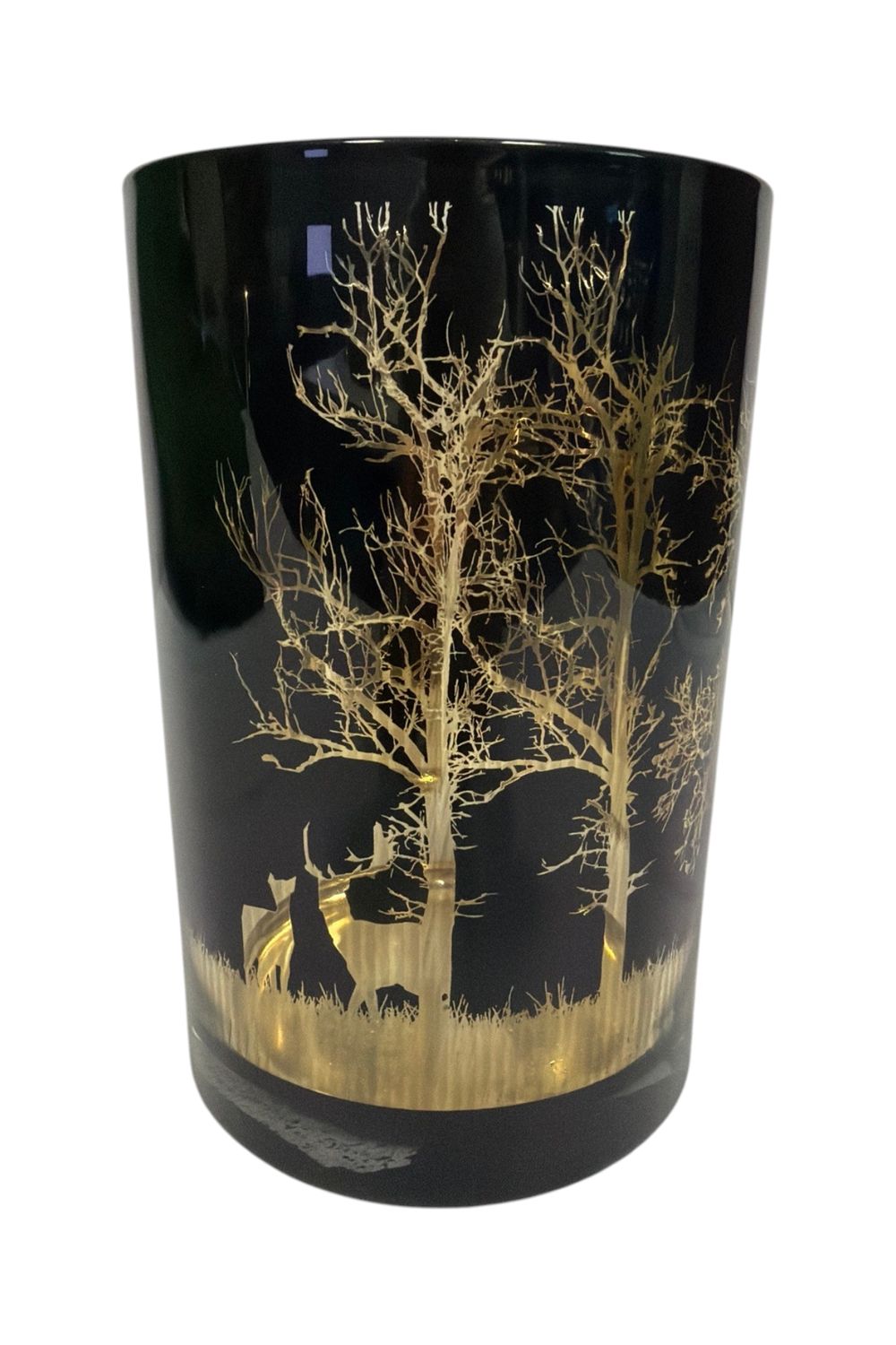 4.5" x 7"H Black with Gold Candle Holder