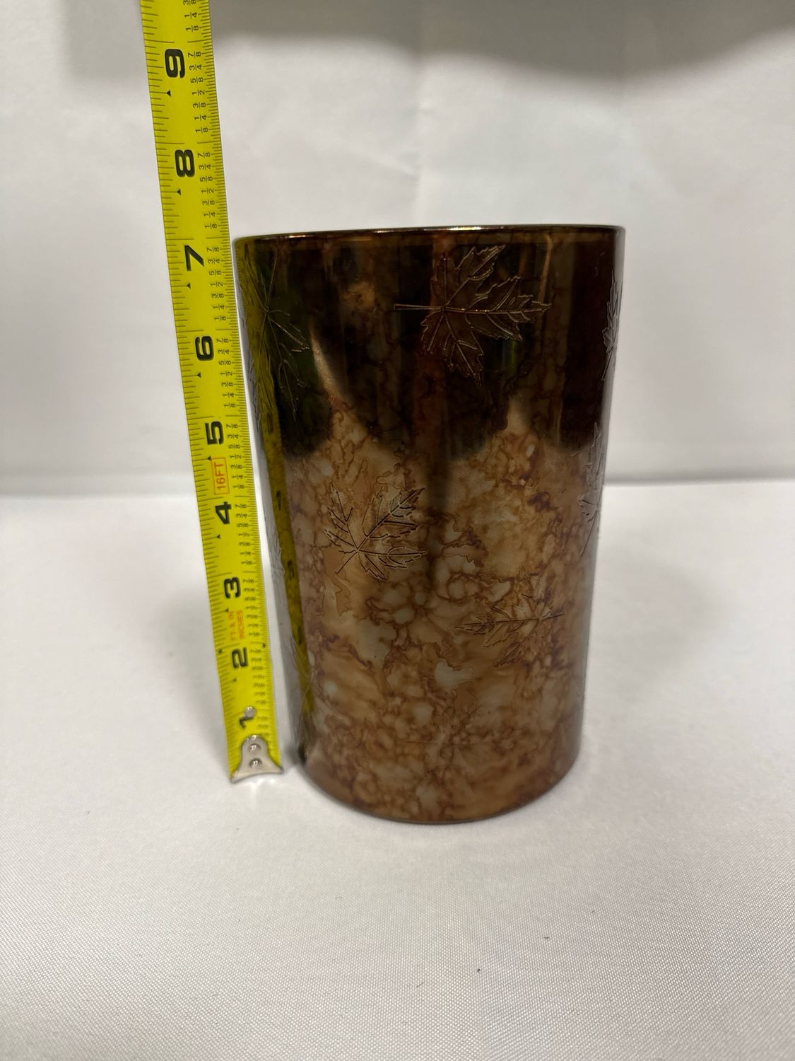 7" Glass Amber Candle Holder