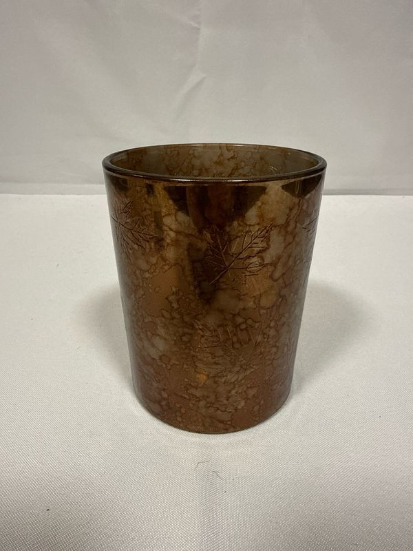5" Glass Amber Candle Holder
