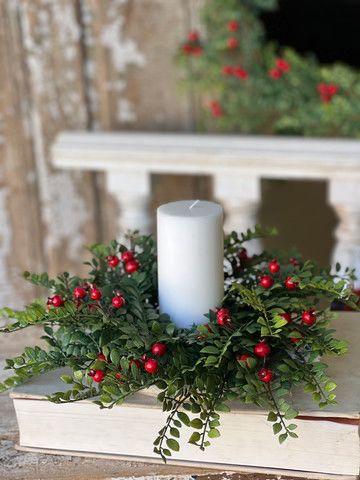 5" Lively Berry Bough Candle Ring