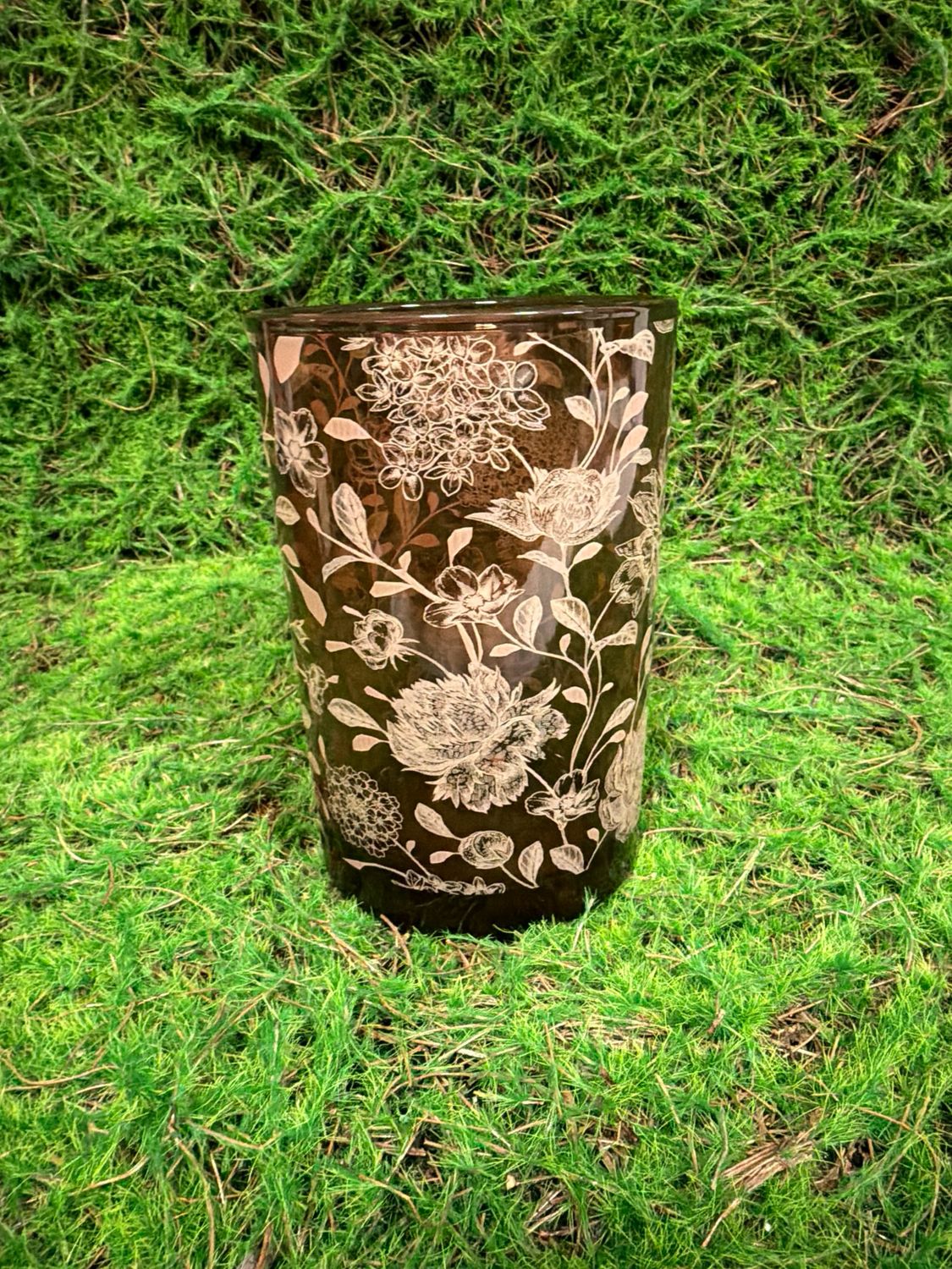 Large Rose Colored Candle Holder 7"H