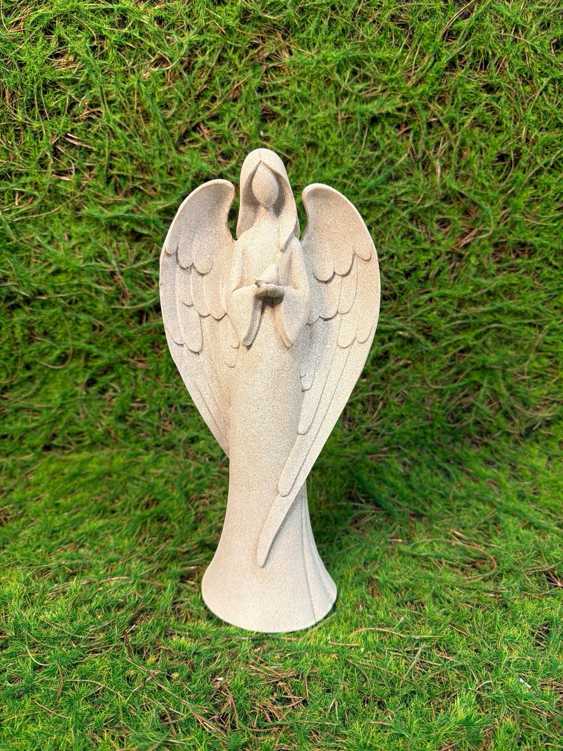 Resin Angel Holding Bird  11.75"H Resin