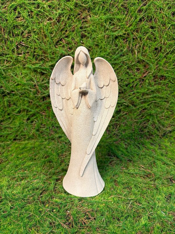 Resin Angel Holding Bird  11.75"H Resin