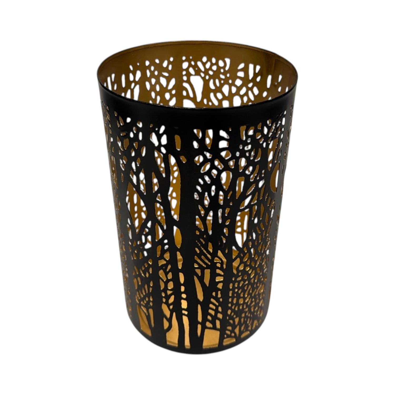 5"x8"H Iron Metal Candle Holder with Cutout Design