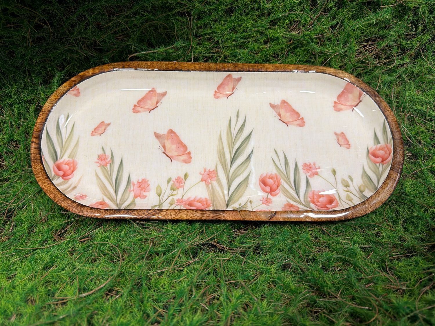 Butterfly &amp; Floral Oval Tray