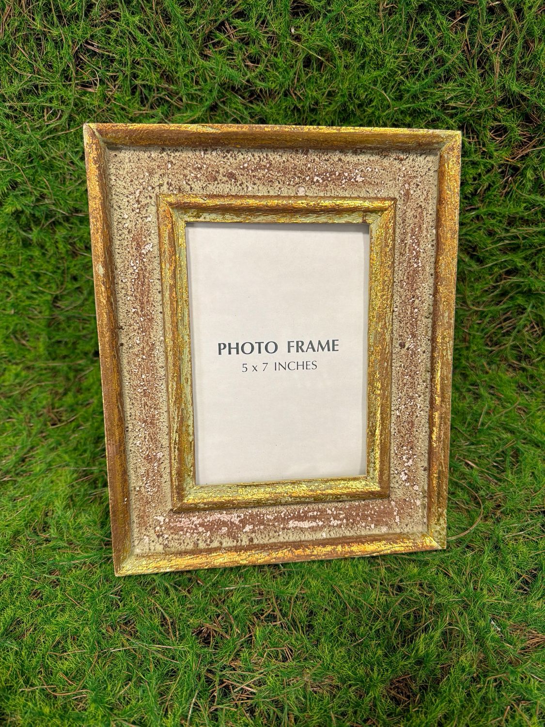 11x9 Gold &amp; Patina Green Handmade Carved Wood Frame