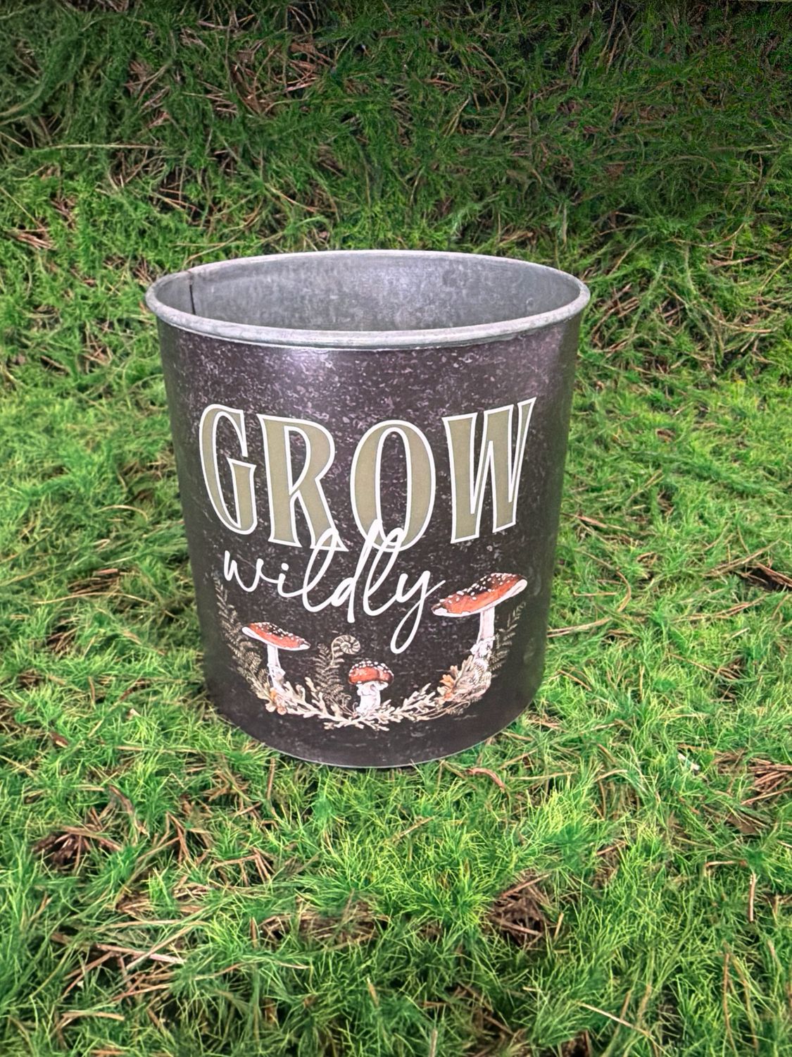 "Grow Wildly" Black Bucket