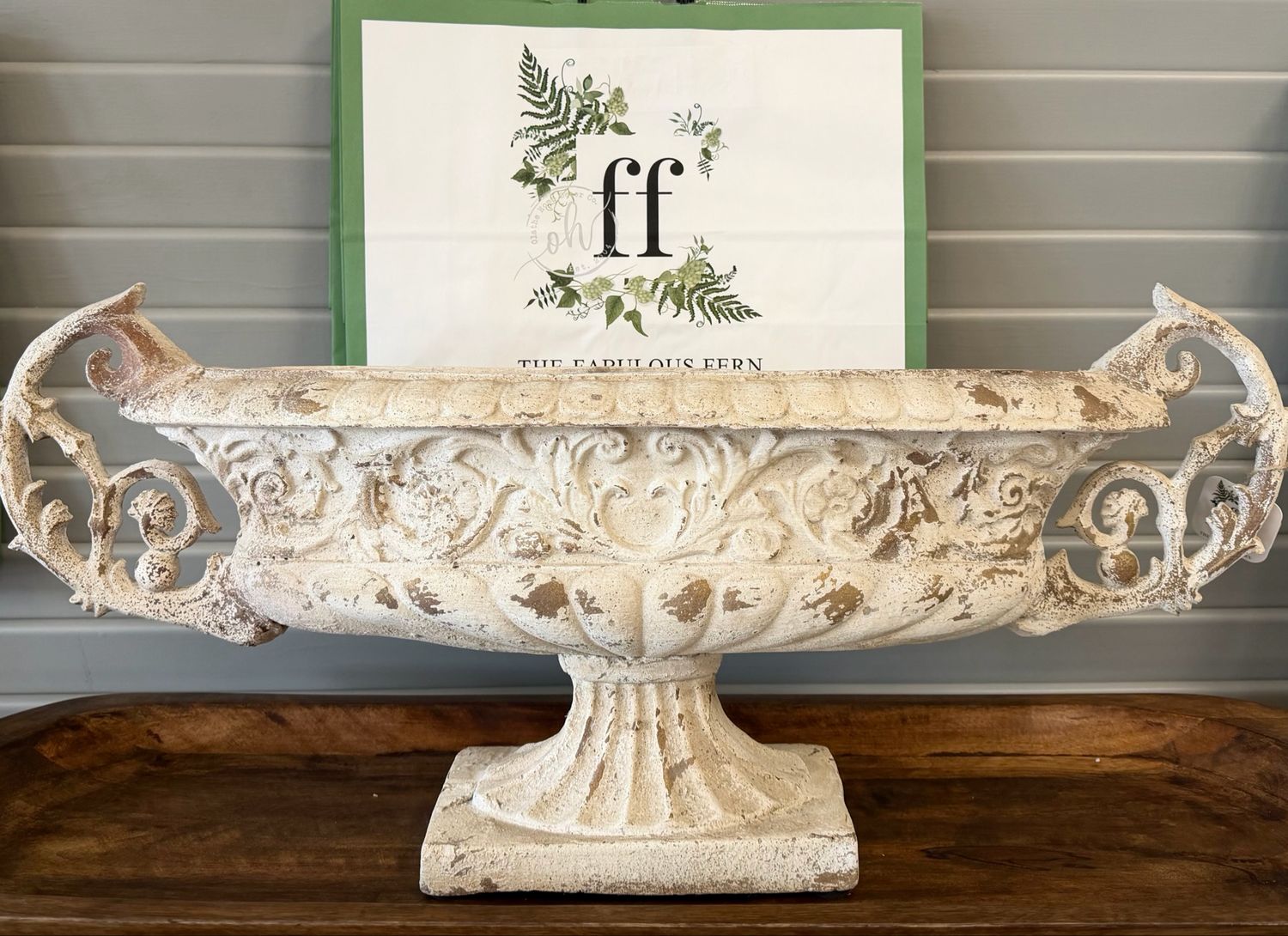 Antique Cream Decorative Planter  31.5"L