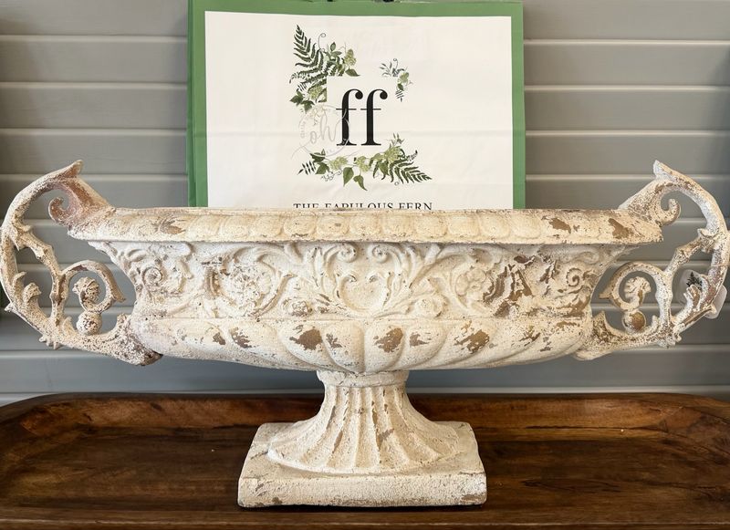 Antique Cream Decorative Planter  31.5"L