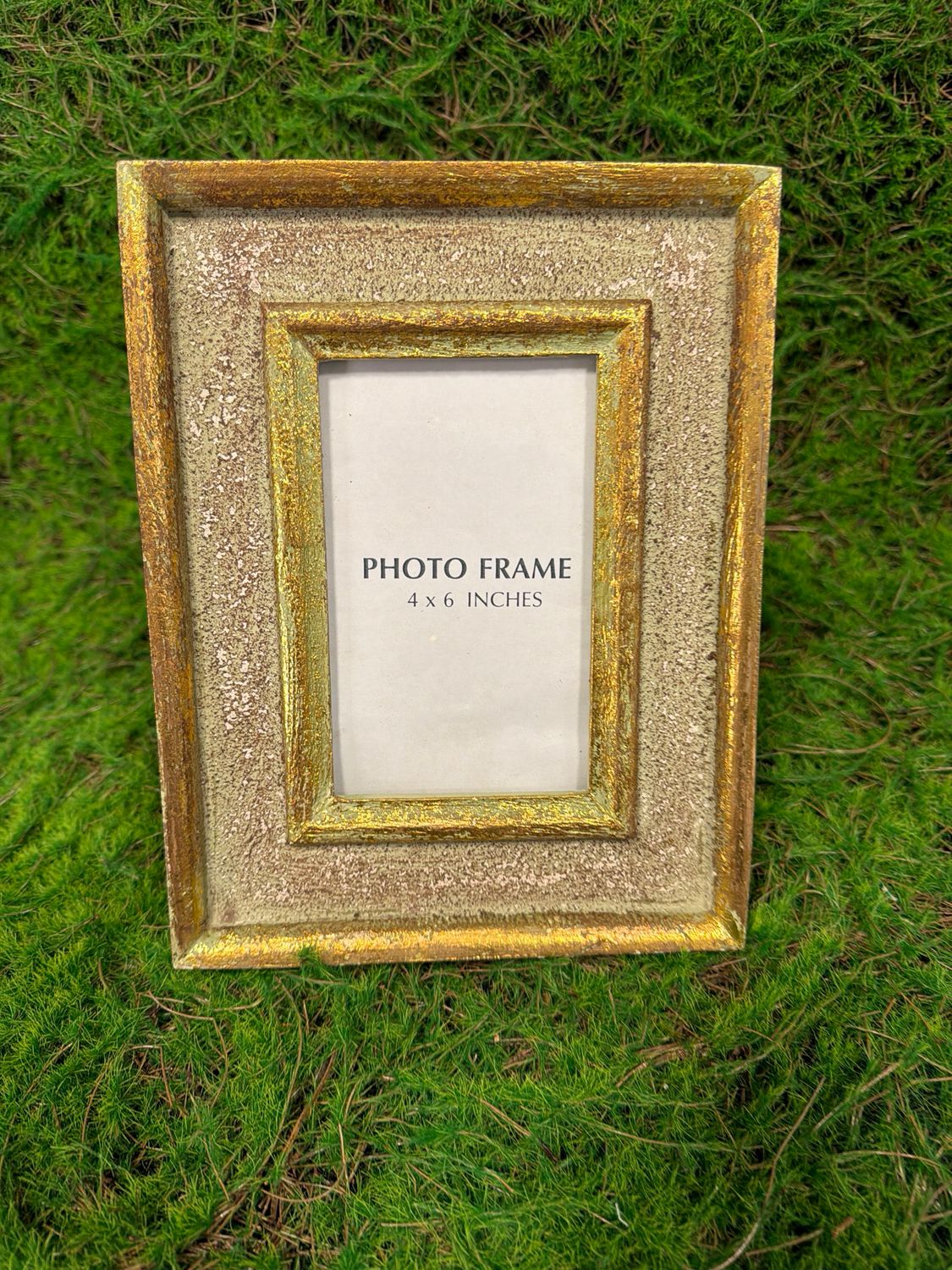 Gold &amp; Patina Green Handmade Carved Wood Photo Frame 4x6