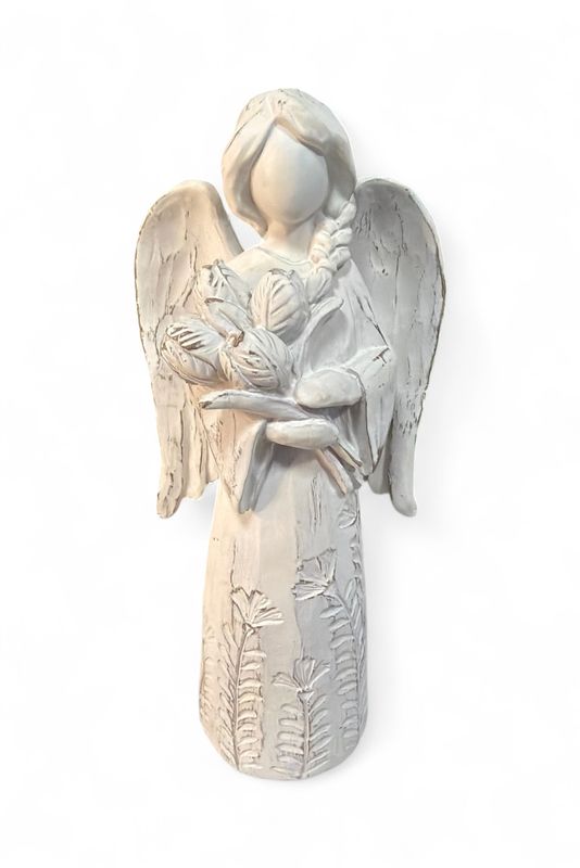 8" Resin Angel Holding Flowers