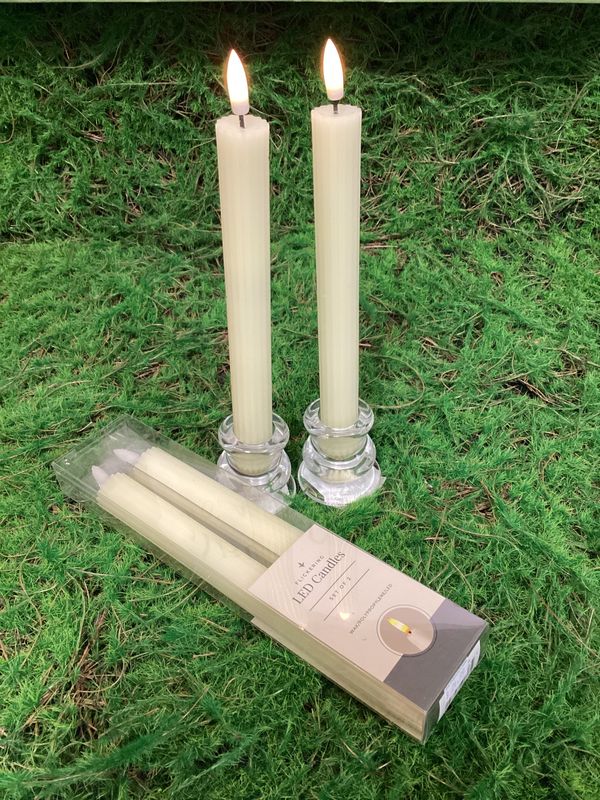 9.75 Cream Thin Line LED Taper Candles