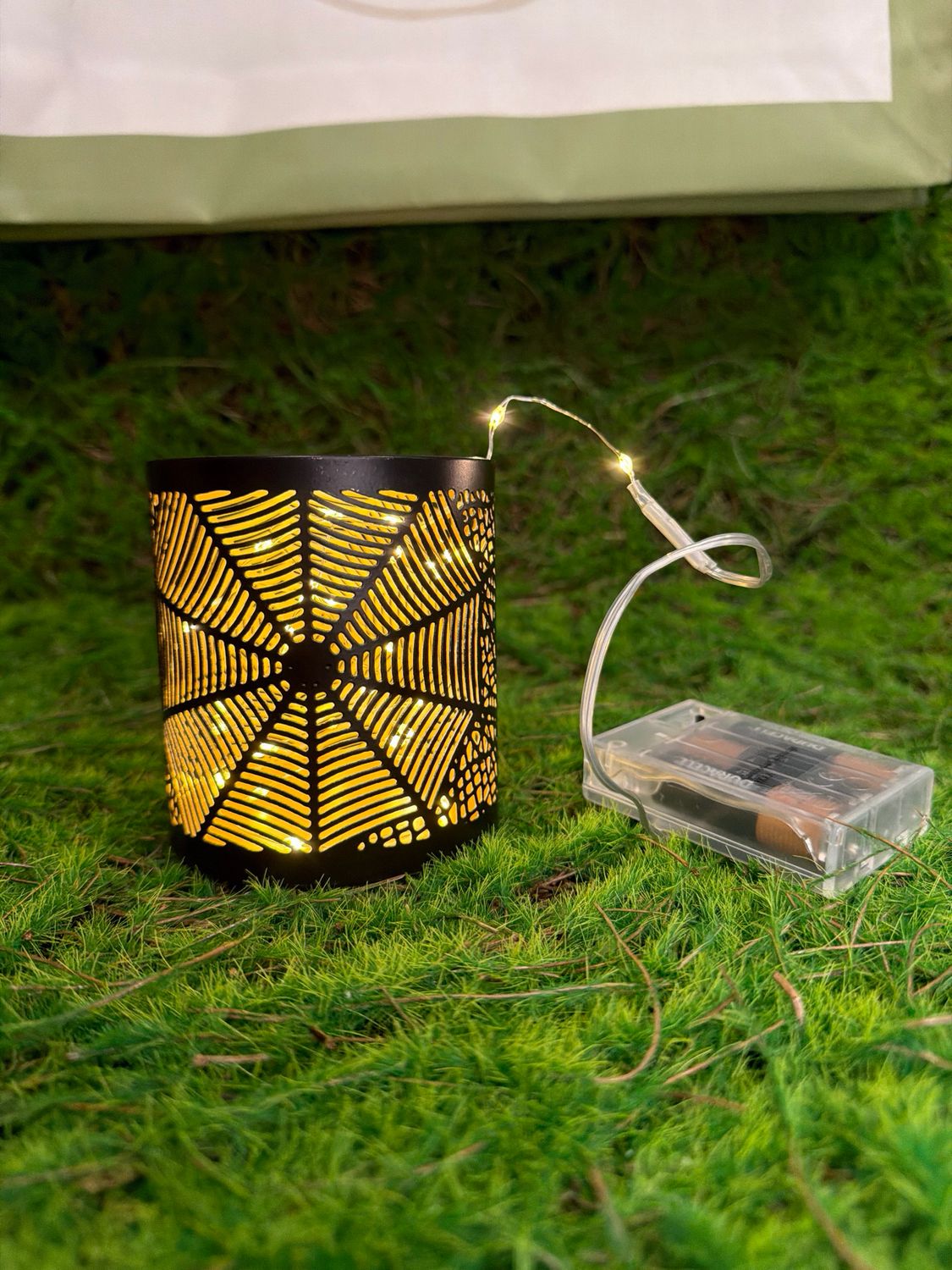 Small Black Metal Spider Web Candleholder