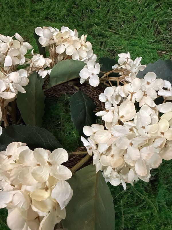 14 Inch Cream Two Tone Hydrangea Candle Ring