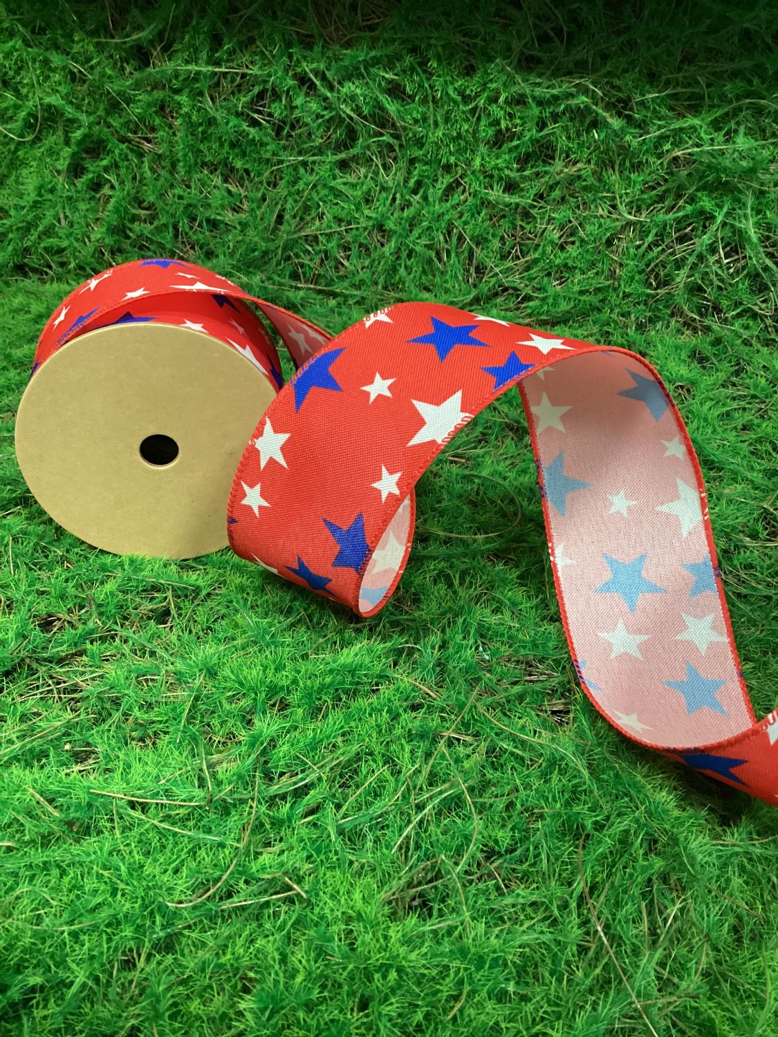 ​Red Ribbon with White &amp; Blue Stars