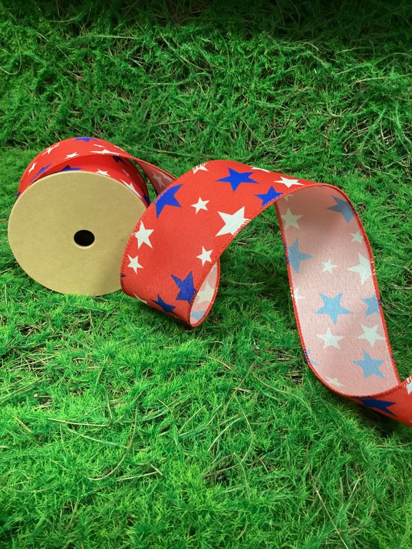 ​Red Ribbon with White &amp; Blue Stars