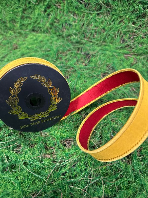 John Mark Mustard/Red Dupioni Ribbon 1x10yd