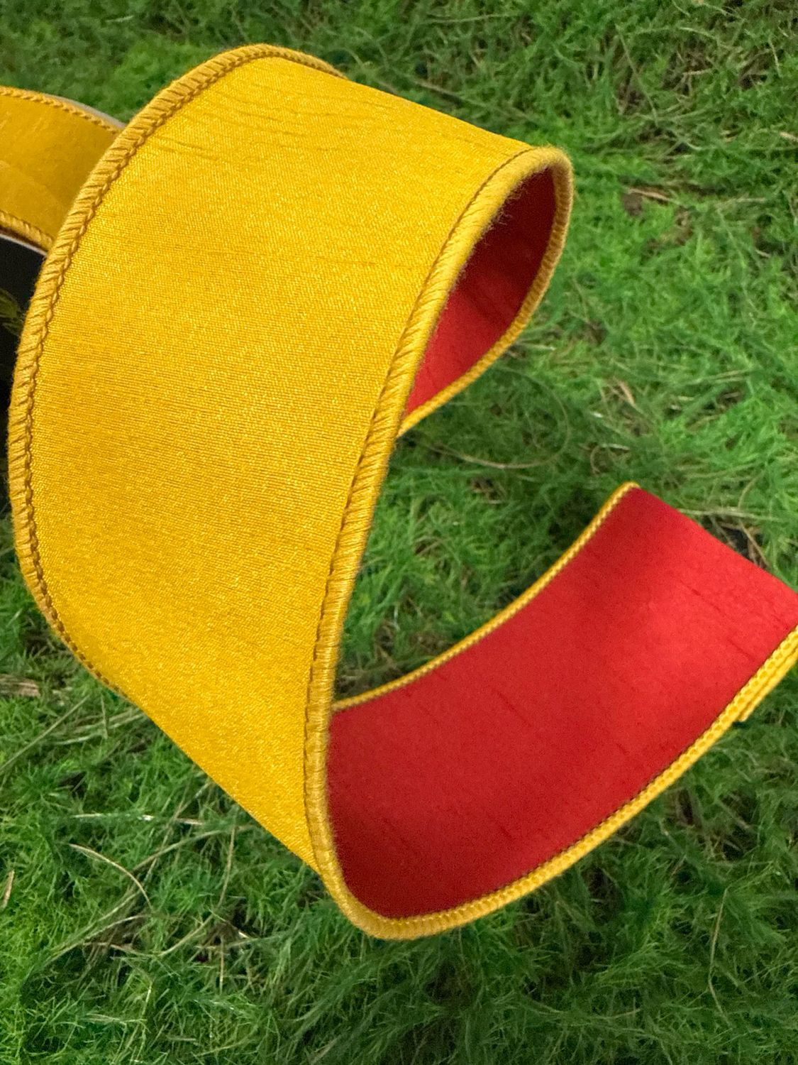 John Mark Mustard/Red Dupioni Ribbon 2.5x10yd