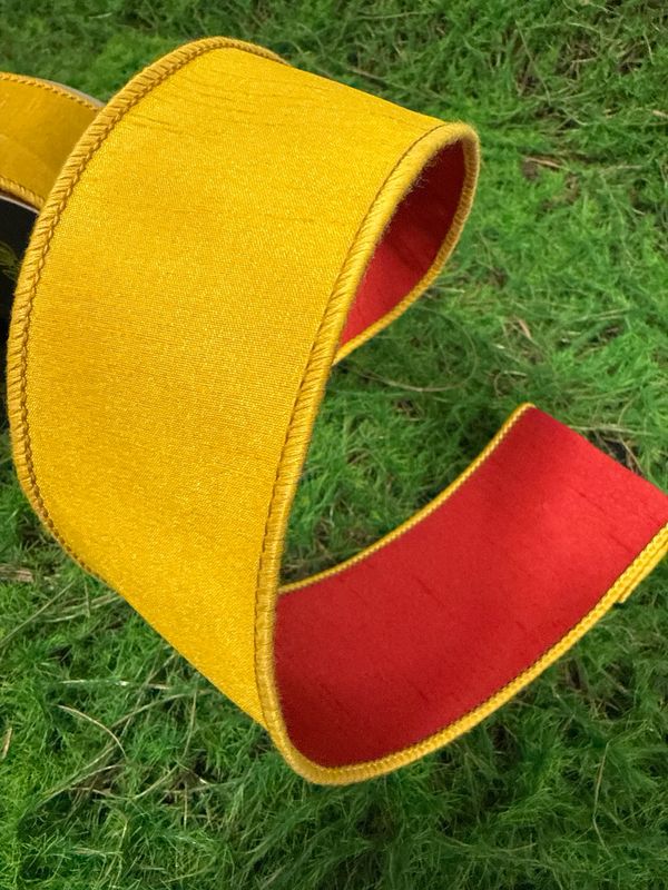 John Mark Mustard/Red Dupioni Ribbon 2.5x10yd