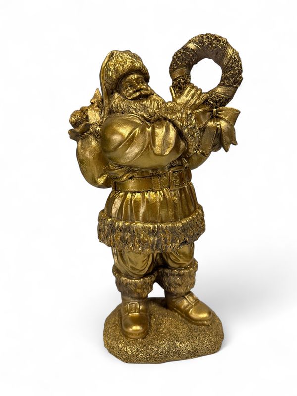 Gold Santa with Wreath