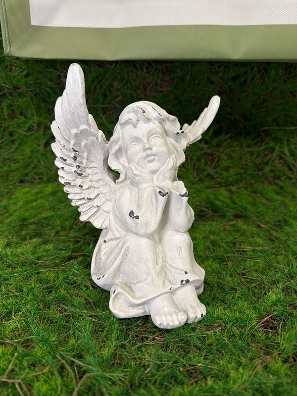 7.28"H Resin Angel Hands on Face