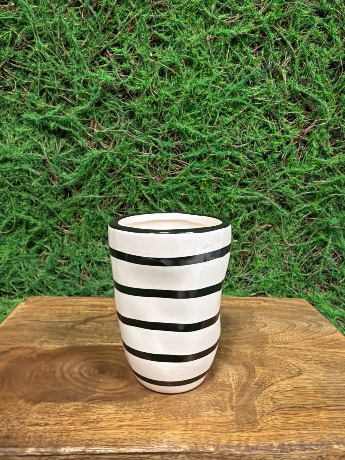 Small Black and White Striped Planter 4"H