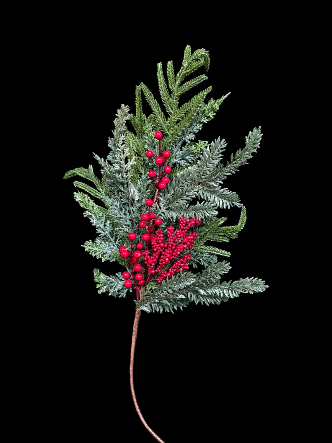 32" Natural Touch Evergreen Stem w/ Berry
