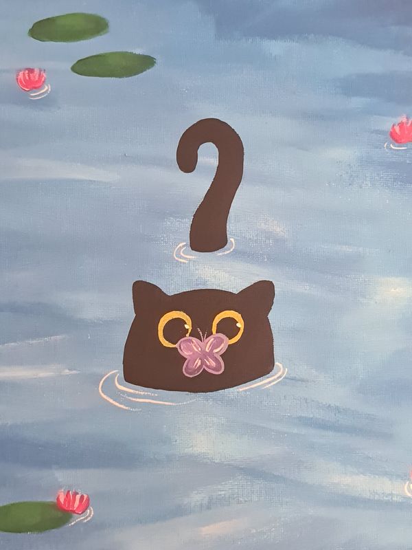 "Katze mit Schmetterling" Original Gemälde