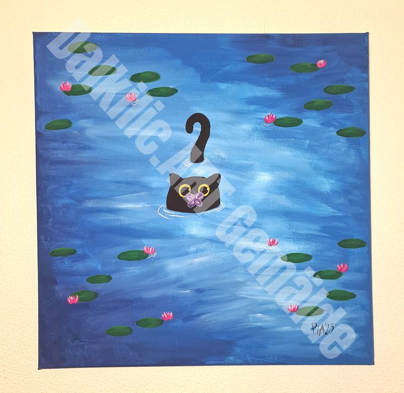 "Katze mit Schmetterling" Original Gemälde