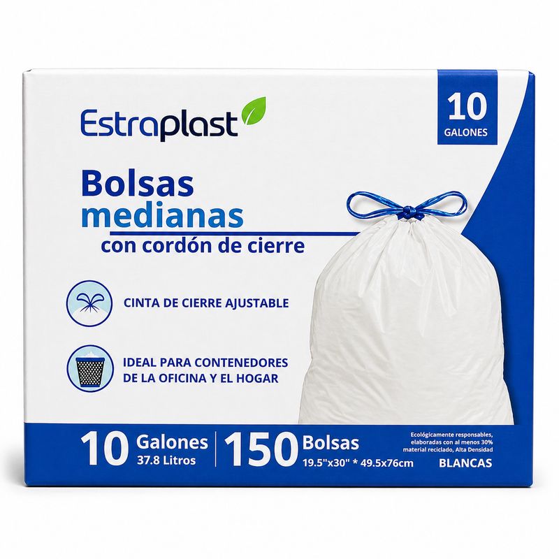 Bolsas Medianas Estraplast con Cordón de Cierre | 150 unidades