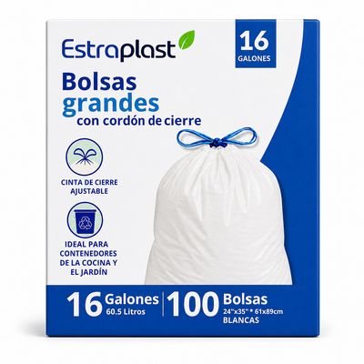 Bolsas Grandes Estraplast con Cordón de Cierre | 100 unidades