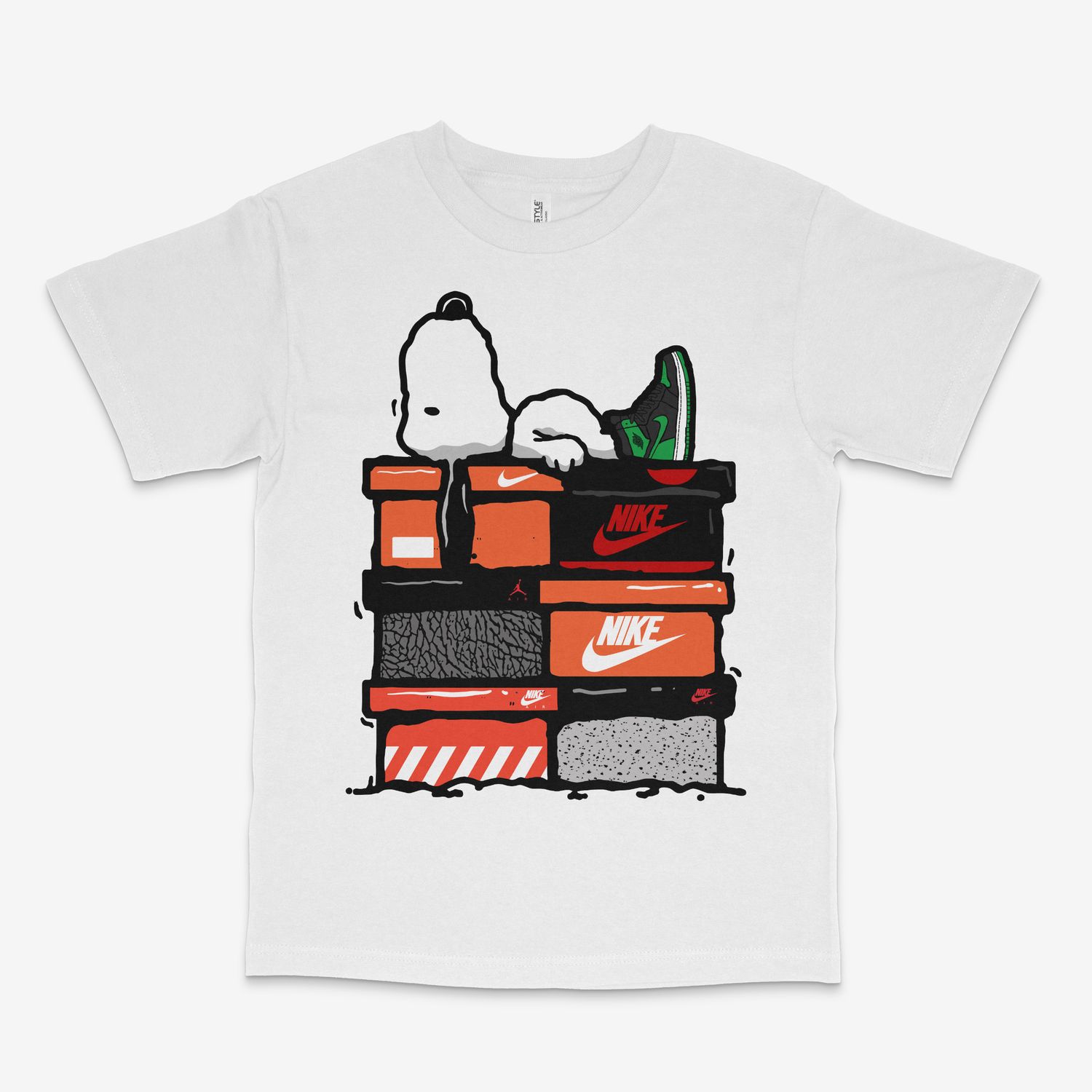 Snoopy Pine Green 1  White Tee