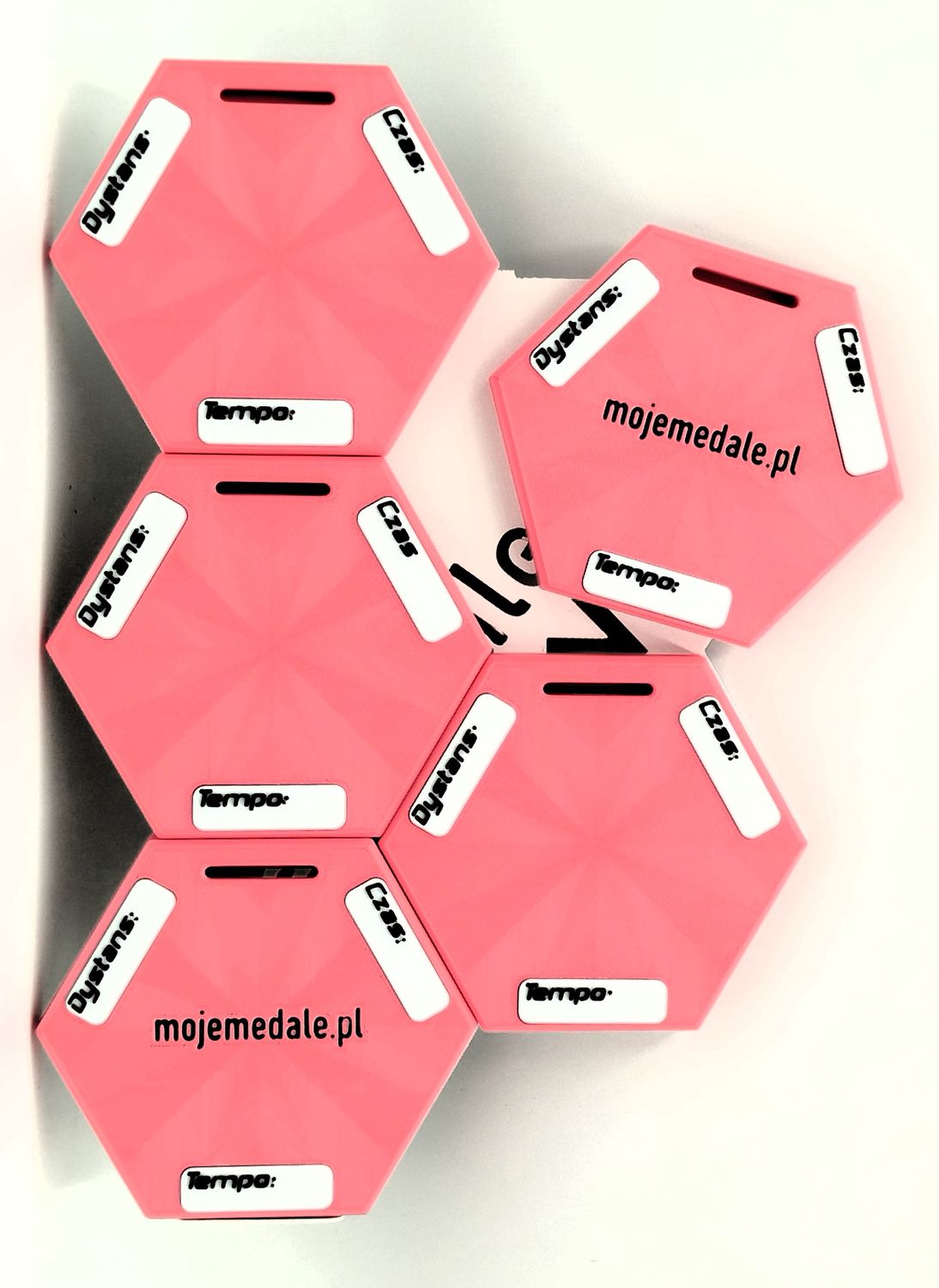 Zestaw Panel 5 medali kolor biały + oprawy pastelowy róż