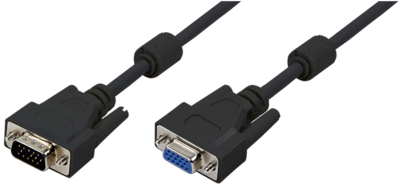VGA Monitor kabel 15HDM (mannetje) naar 15HDF (vrouwtje) (ferrietkern)