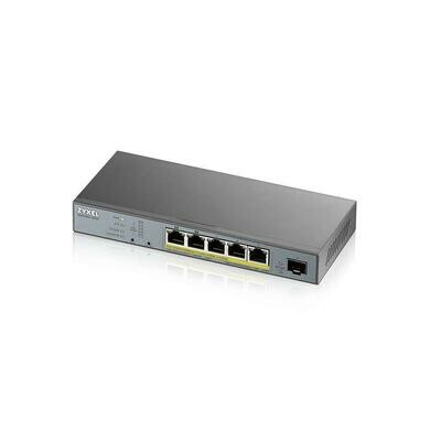 GS1350-6HP, 6 Port managed CCTV PoE switch, long range, 60W, 802,3BT (1 year NCC Pro pack license bundled)