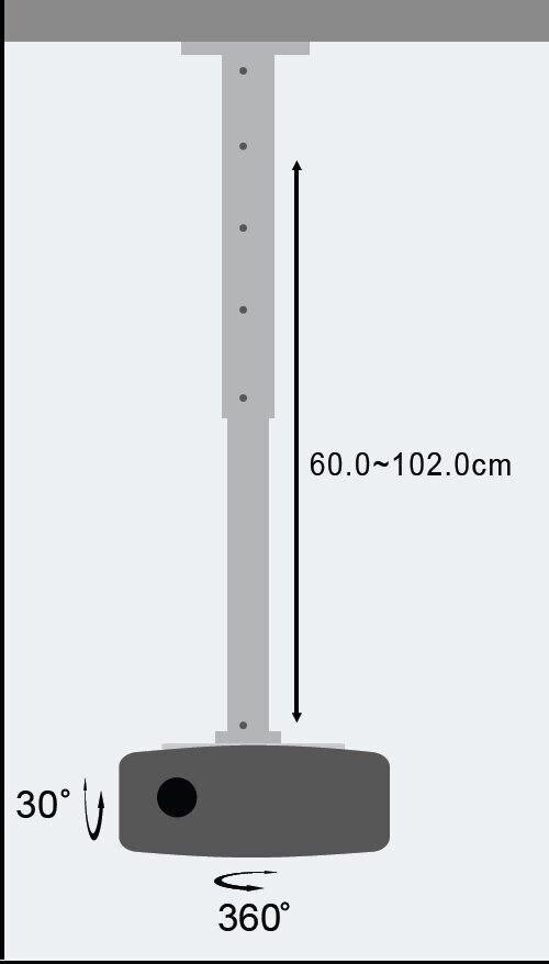 EXTENSIBLE (60-102CM)PROJECTOR CEILING MOUNT 15KG