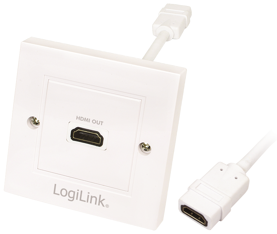LOGILINK HDMI ADAPTER FEMALE TO FEMALE WHITE WALL PLATE