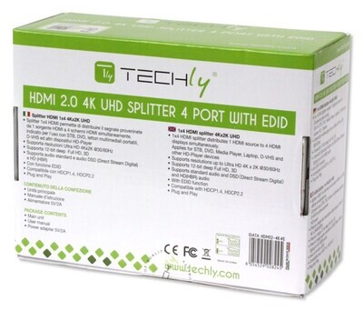 TECHLY 1x4 4K HDMI 2.0 SPLITTER WITH EDID FUNCTION
