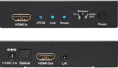 TECHLY HDMI FEMALE TO HDMI + 2CH LPCM AUDIO EXTRACTOR 4K 3D
