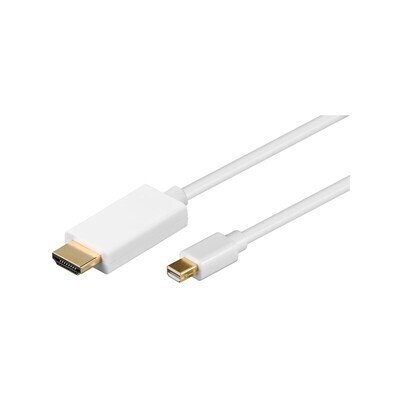 MINI DISPLAYPORT CABLE MALE TO HDMI TYPE A MALE WHITE - 1M