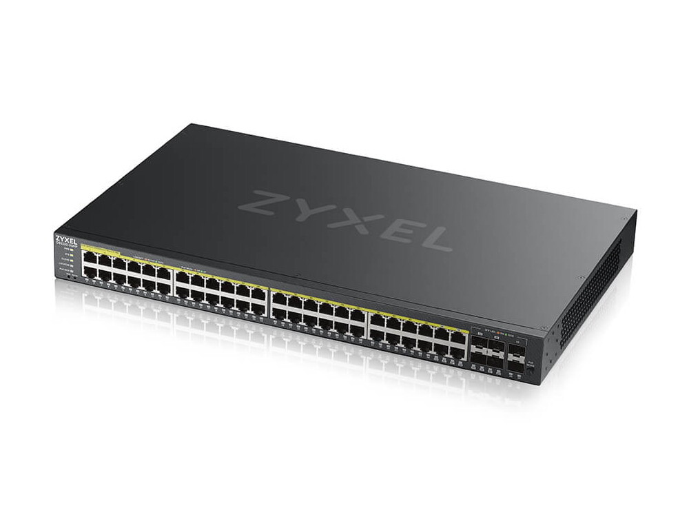 Zyxel GS2220-50HP EU region,48-port GbE L2 PoE Switch with GbE Uplink (1 year NCC Pro pack license bundled)