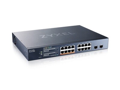 Zyxel XMG1915-18EP, 16-port 2.5GbE, 2 SFP+, 8 x PoE++ 180W Smart Switch, hybrid mode, standalone or NebulaFlex Cloud