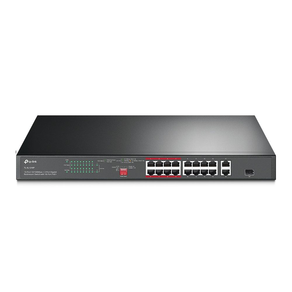 TP-Link TL-SL1218P netwerk-switch Unmanaged Gigabit Ethernet (10/100/1000) Power over Ethernet (PoE) 1U Zwart TP-Link TL-SL1218P netwerk-switch Unmanaged Gigabit Ethernet (10/100/1000) Power over Ethernet (PoE) 1U Zwart